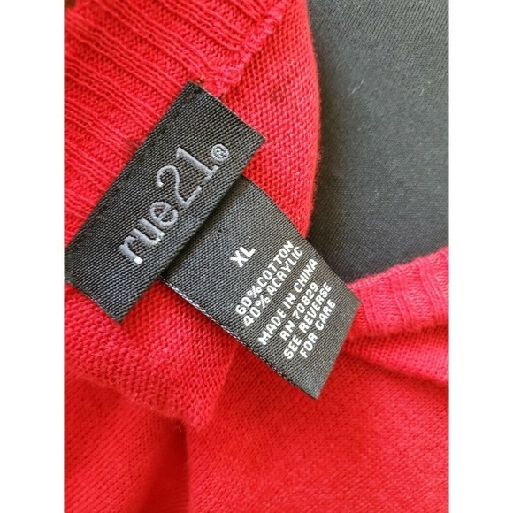 Rui21 Red & Black Women's Cotton Scoop Neck Long Sleeve Soft Sweaters - Picture 7 of 9